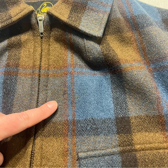 Swanndri vintage Medium wool Buffalo plaid coat men’s 1960s blue - Picture 4 of 10